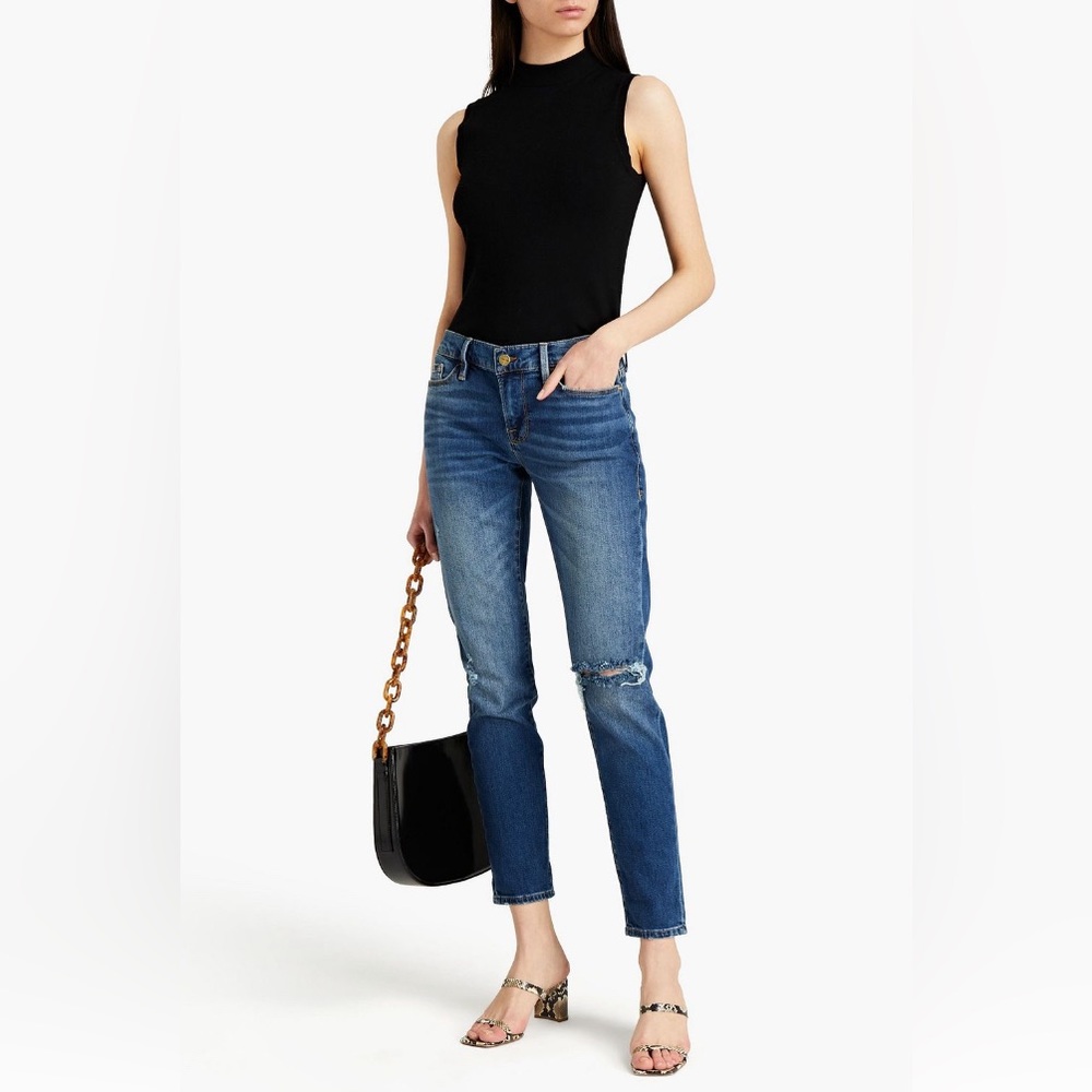 Frame Le Garcon Distressed Slim Boyfriend Jeans❤️